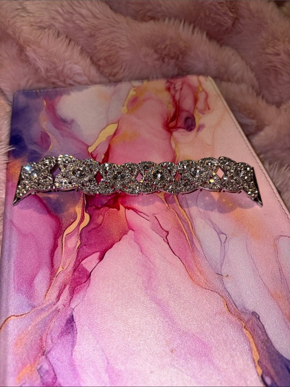 Crystal-Embellished Bling Silver Tone Women watch band 42/44 Apple